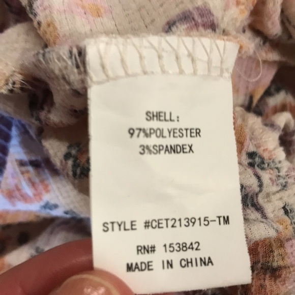 Melloday women’s V-neck floral popover peasant blouse size M 3/4 sleeve - Picture 6 of 9